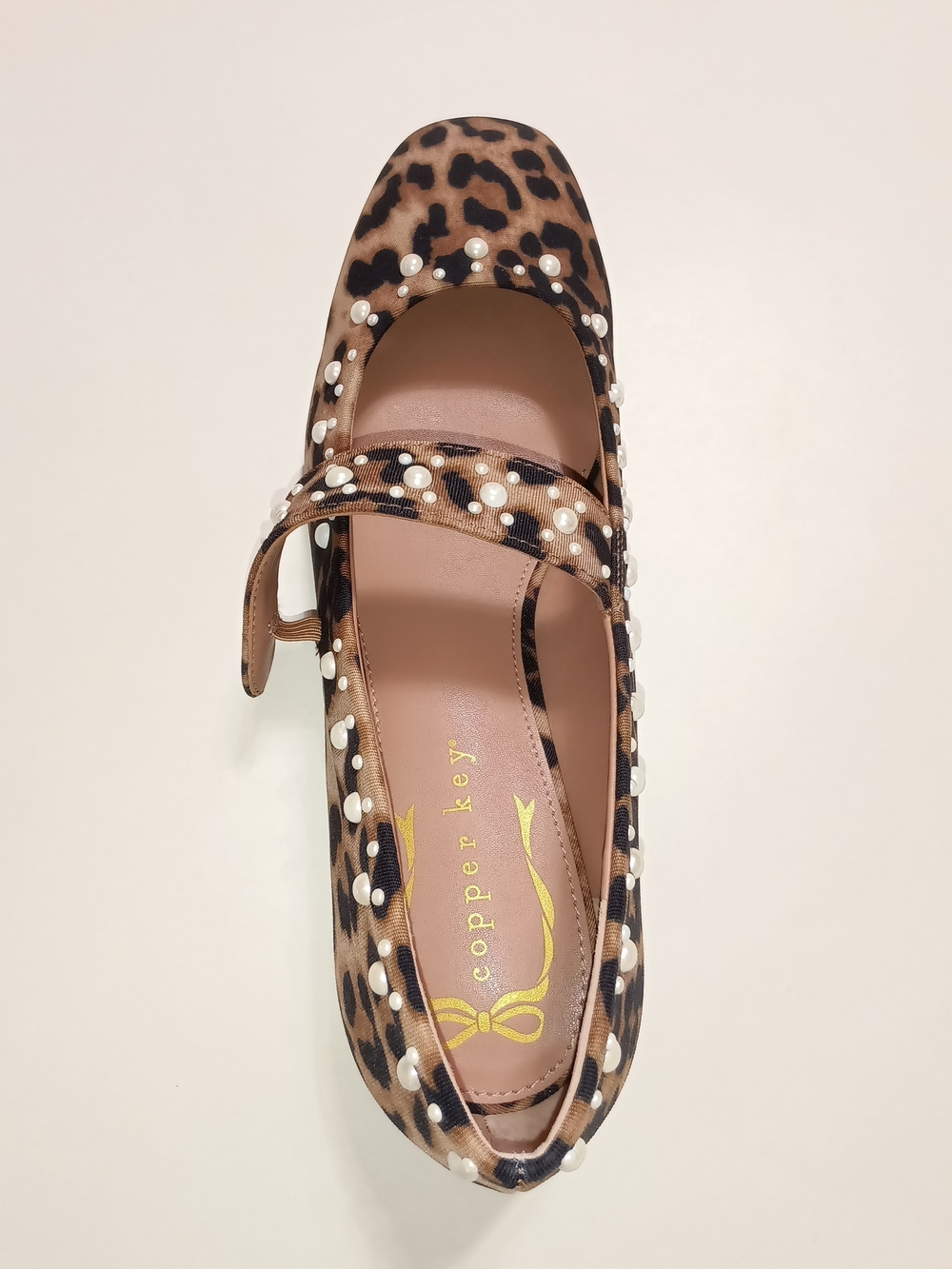 Copper Key Leopard-Print Pearl Mary Jane Block Heel Flats - Brown Size 7.5 - Picture 9 of 13